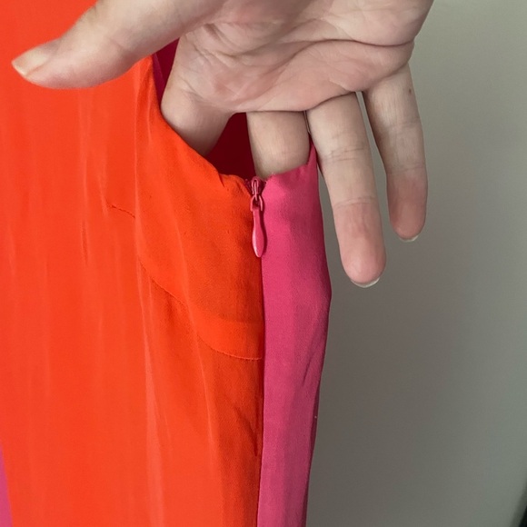 Julie Brown New York Vibrant Pink and Orange Silk Mini Dress Size 8 - Picture 2 of 9